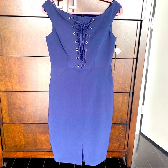 🦋NWT! Neiman Marcus Navy Blue Dress SZ 8 No where to wear - Picture 1 of 16